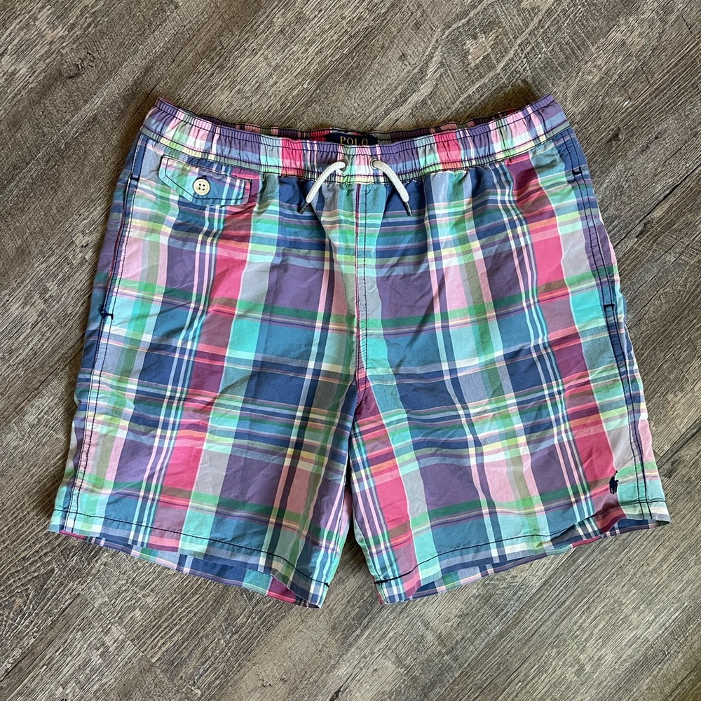 Polo Ralph Lauren plaid swim trunks